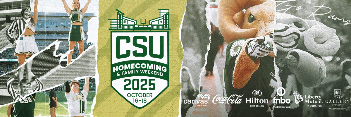 Homecoming banner featuring many aspects of Homecoming